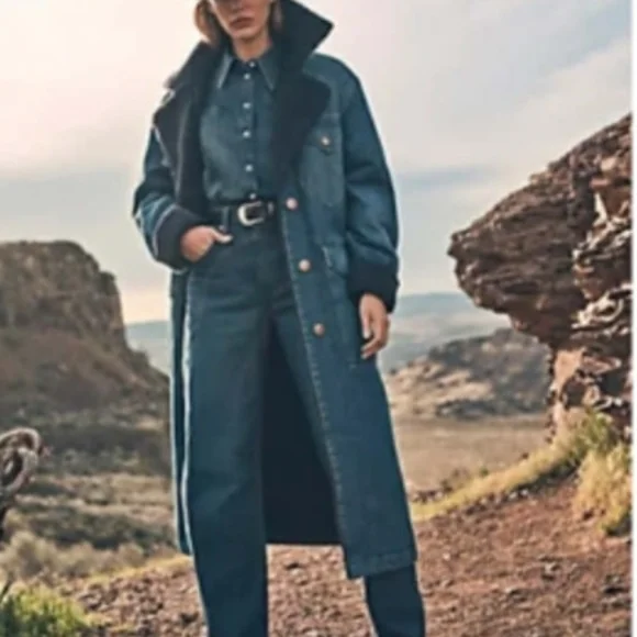 Women's Blue Jean Thick Jacket - Picture 2 of 6